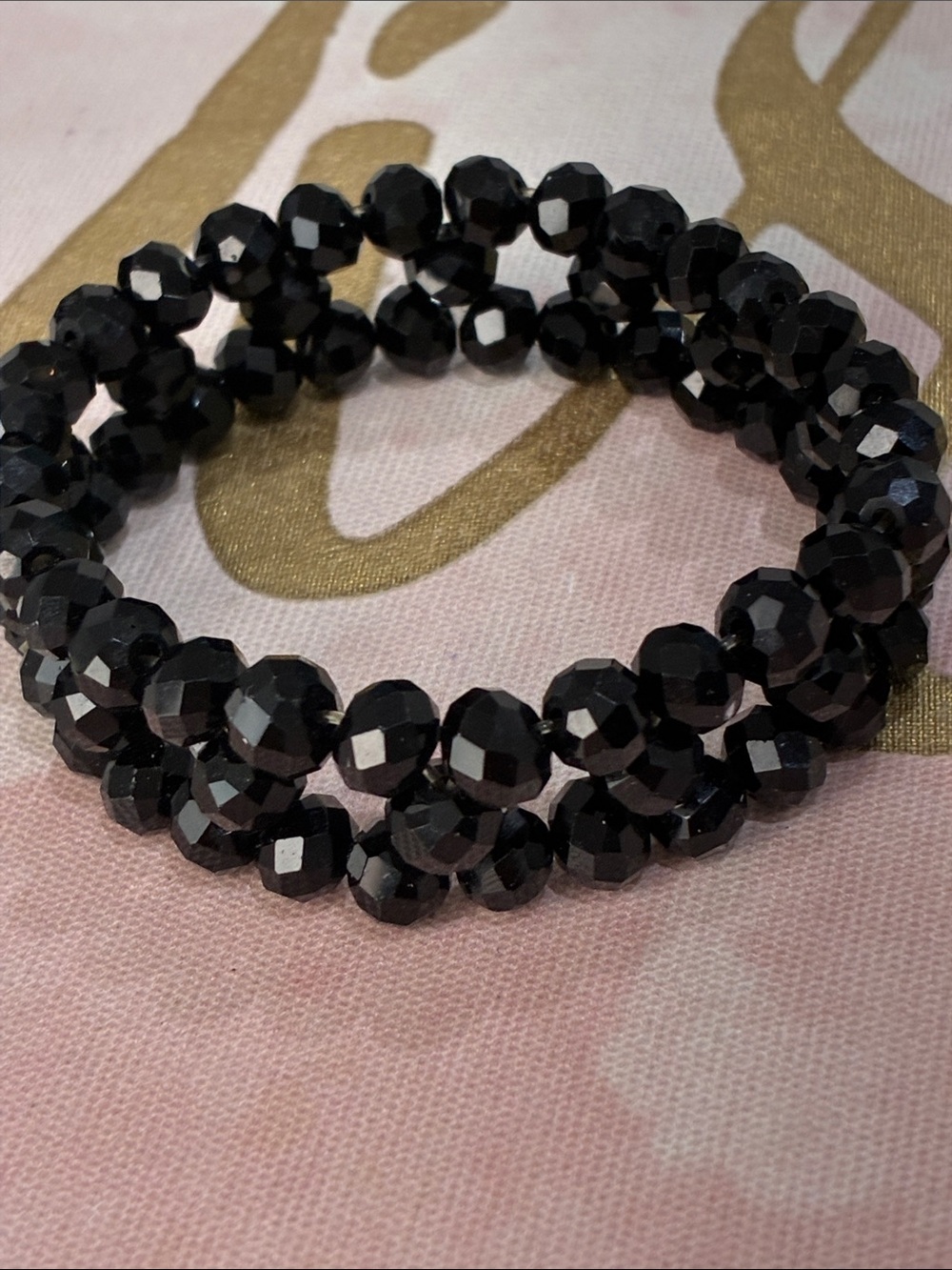 Black Faceted Bead Stretch Bracelet - Women Jewelry